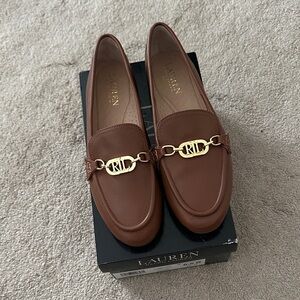 Lauren Ralph Lauren Chestnut Brown Leather Logo Bit Loafers